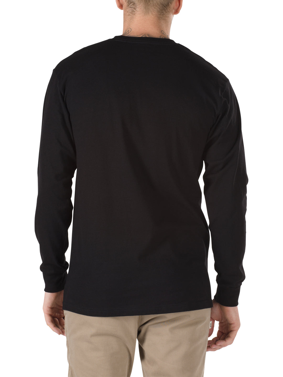 Camiseta de manga larga color negro con logotipo blanco de Vans Off The Wall en el pecho.