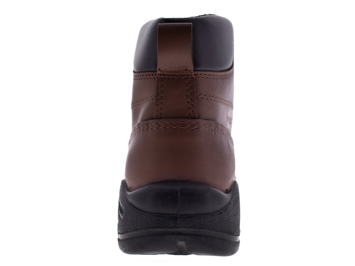 Botas de seguridad Ten Pac color café con suela negra y cuello acolchado.