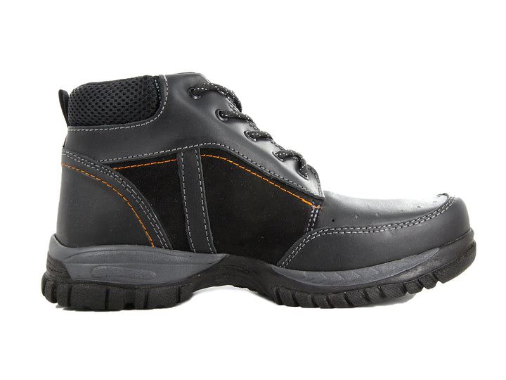 Botas negras para hombre marca Crosh con costuras decorativas en naranja y suela resistente.