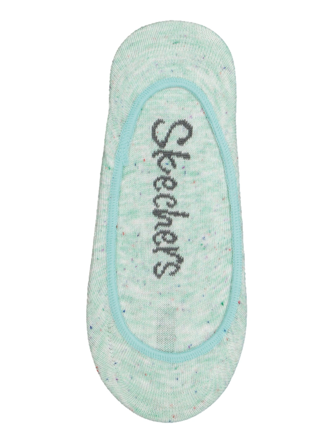 Set de tres pares de calcetines Skechers para mujer en colores negro, gris y verde menta.