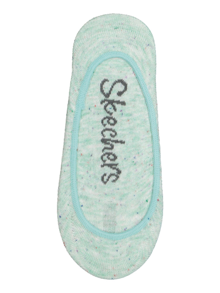 Set de tres pares de calcetines Skechers para mujer en colores negro, gris y verde menta.