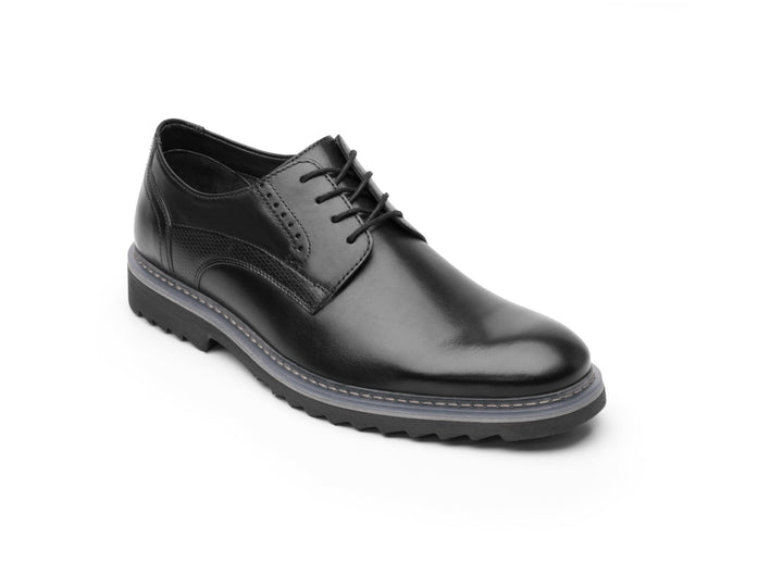 Zapato Flexi Stroll para hombre en color negro, de cuero con agujetas y suela gruesa.