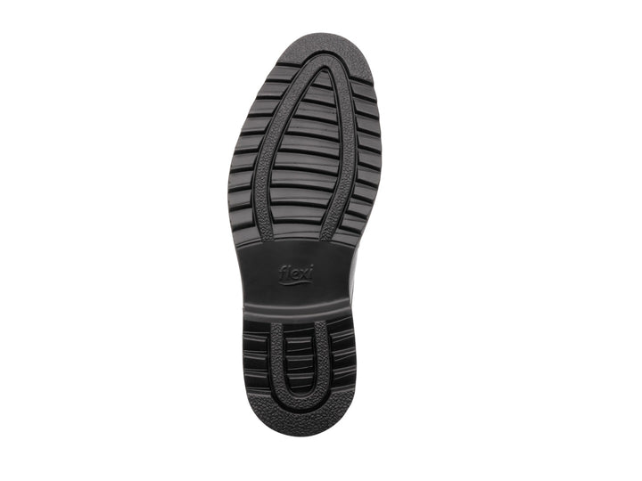 Zapato Flexi Stroll para hombre en color negro, de cuero con agujetas y suela gruesa.