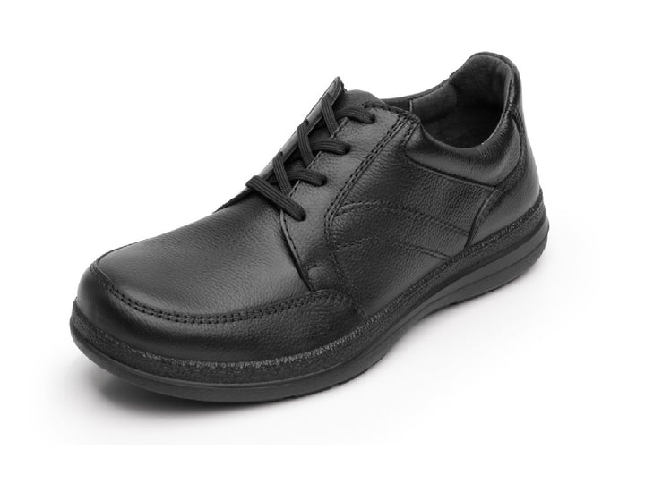 Zapato Flexi Loreto para hombre en color negro, material de cuero con cordones y suela plana.