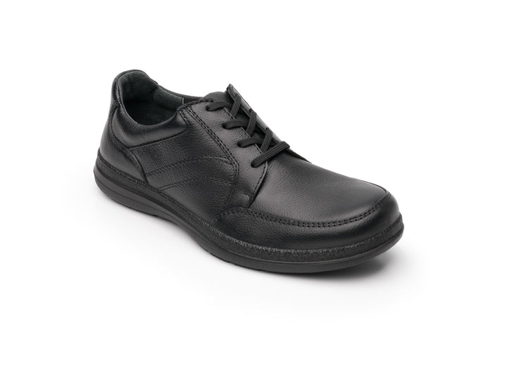 Zapato Flexi Loreto para hombre en color negro, material de cuero con cordones y suela plana.