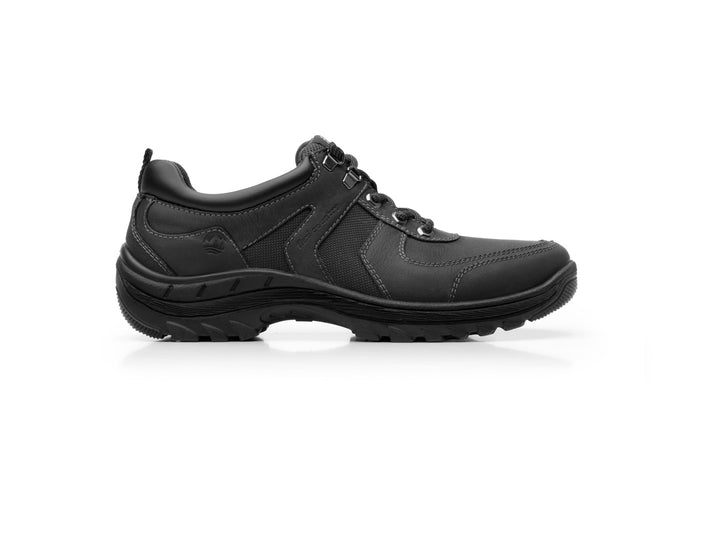 Zapato negro Flexi Freeland Country para hombre con suela robusta y cordones.