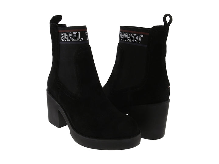 Botines Tommy Hilfiger Corporate Elastic Suede Negro para Mujer