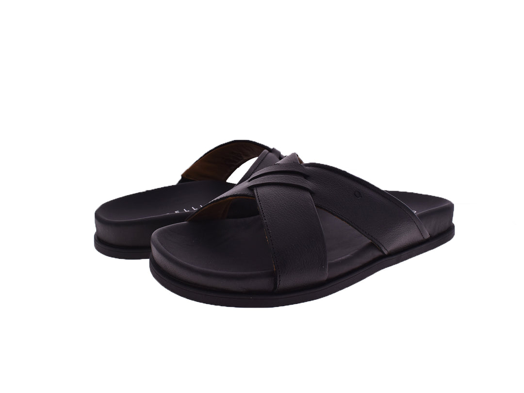 Sandalias Quirelli de Cuero Negro para Hombre