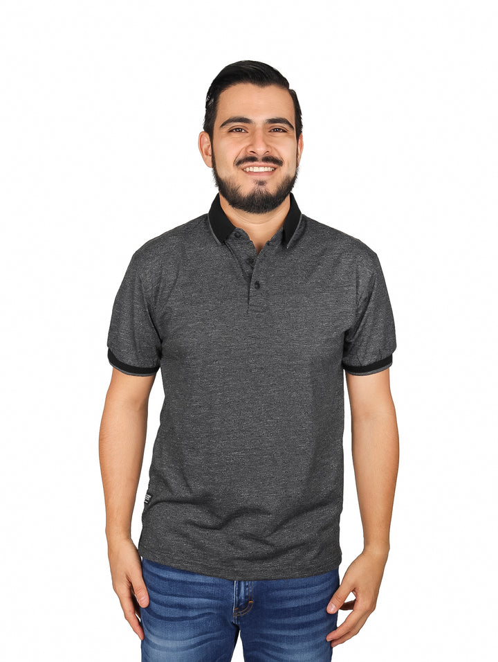 Playera Polo Vertical Eagle Negro Slub