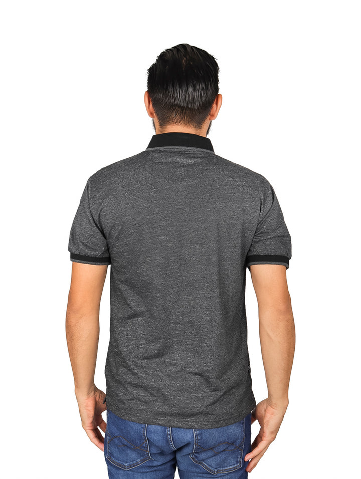 Playera Polo Vertical Eagle Negro Slub