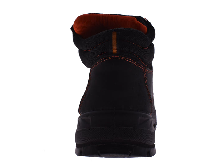 Botas negras LICA con costuras y forro interior naranja para hombre.