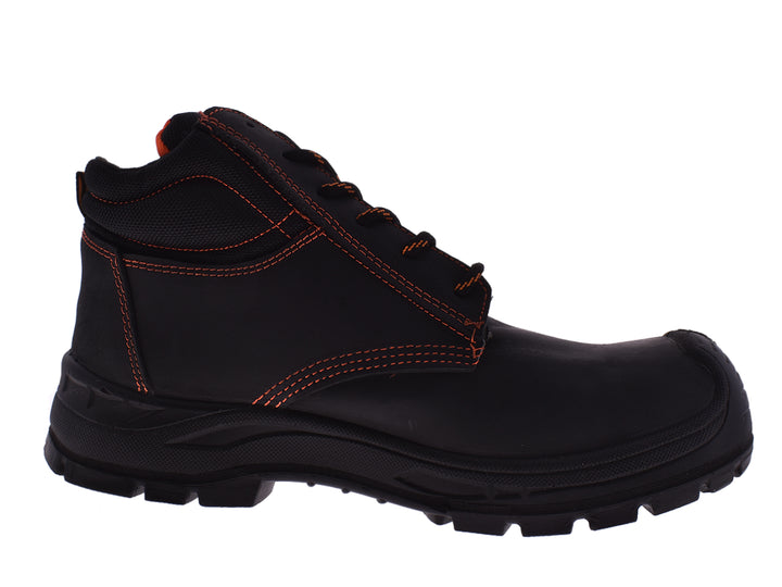 Botas negras LICA con costuras y forro interior naranja para hombre.