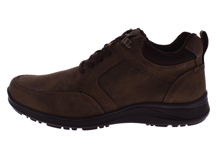 Par de botas casuales color café para hombre marca Romanos con agujetas y suela negra.