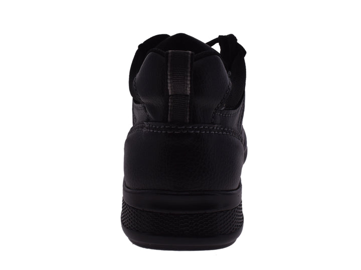 Par de botas negras para hombre marca Romanos con agujetas y suela negra.