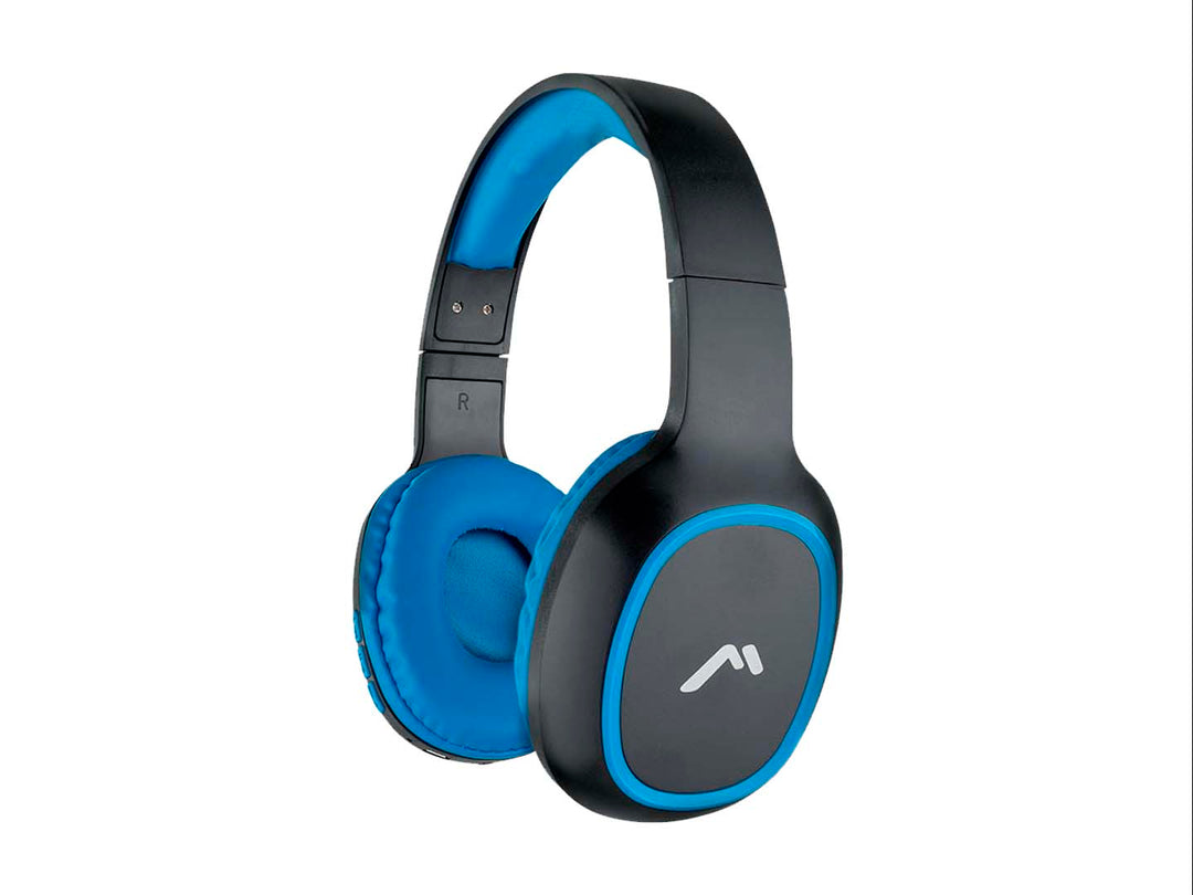Audífonos de diadema Kaiser Mitzu en color azul y negro con almohadillas acolchadas.
