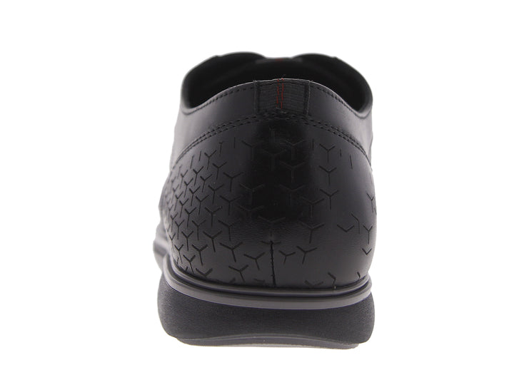 Zapato casual negro con detalles en gris y agujetas.