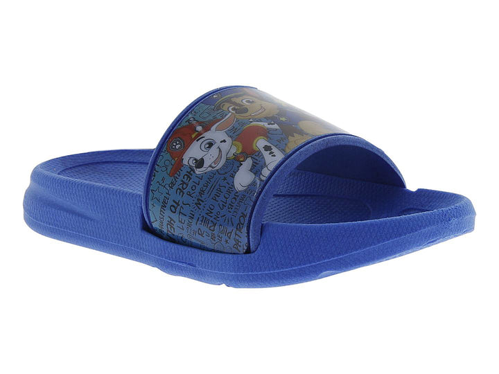 Sandalia azul para niño con estampado de Paw Patrol en la correa.