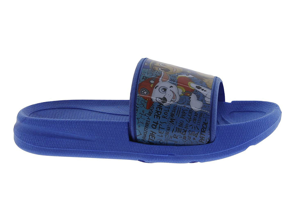 Sandalia azul para niño con estampado de Paw Patrol en la correa.