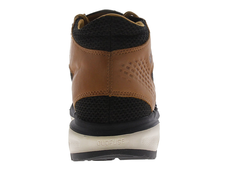 Botas Caterpillar Condense para hombre en color negro y marrón con suela beige y tejido de malla.
