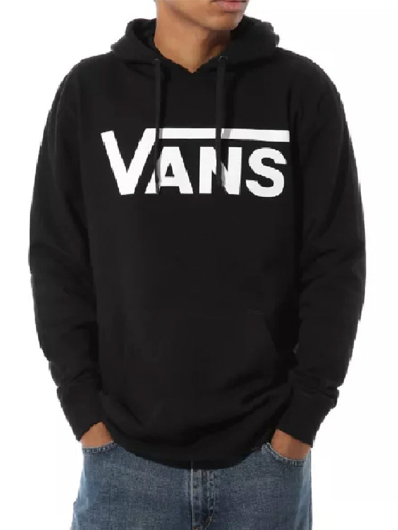Sudadera con capucha color negro de la marca Vans con logotipo blanco en el pecho.