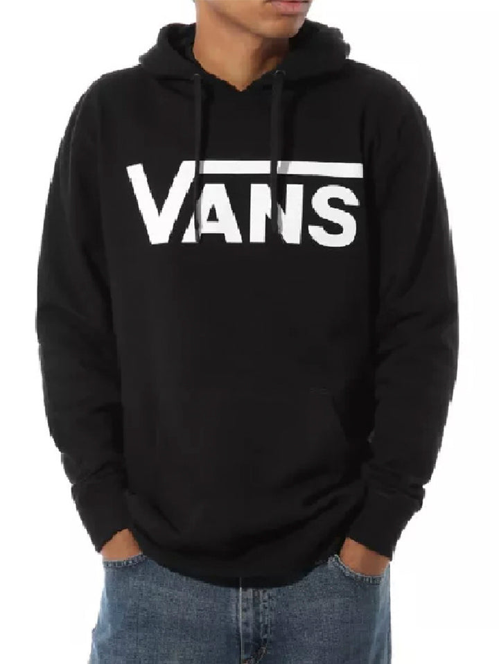 Sudadera con capucha color negro de la marca Vans con logotipo blanco en el pecho.
