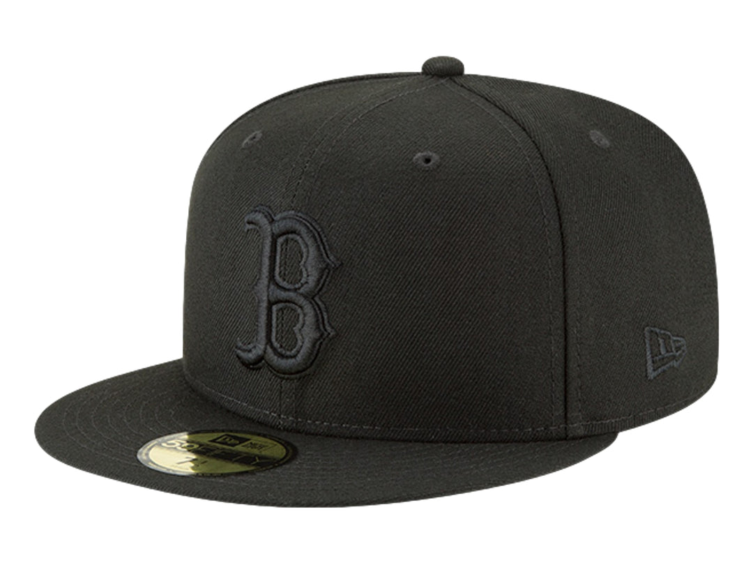 Gorra de béisbol New Era color negro con visera plana y logotipo bordado de Boston Red Sox.