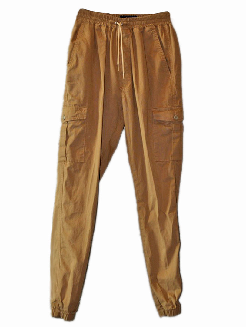 Pantalones joggers color militar con bolsillos cargo y cintura elástica con cordón.