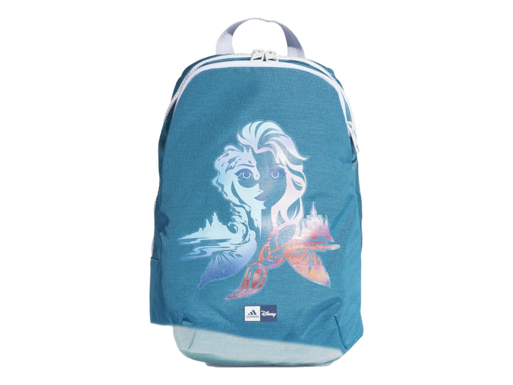 Mochila escolar Adidas color azul con estampado de Elsa de Frozen en el frente.