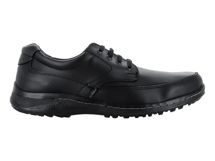 Zapato casual color negro para hombre con cordones y suela dentada.