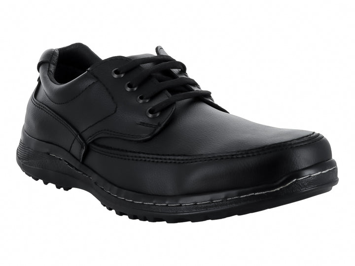Zapato casual color negro para hombre con cordones y suela dentada.