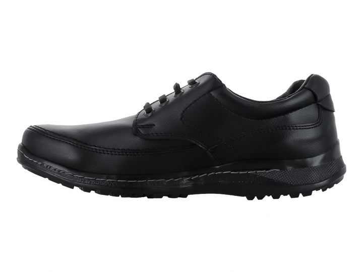 Zapato casual color negro para hombre con cordones y suela dentada.