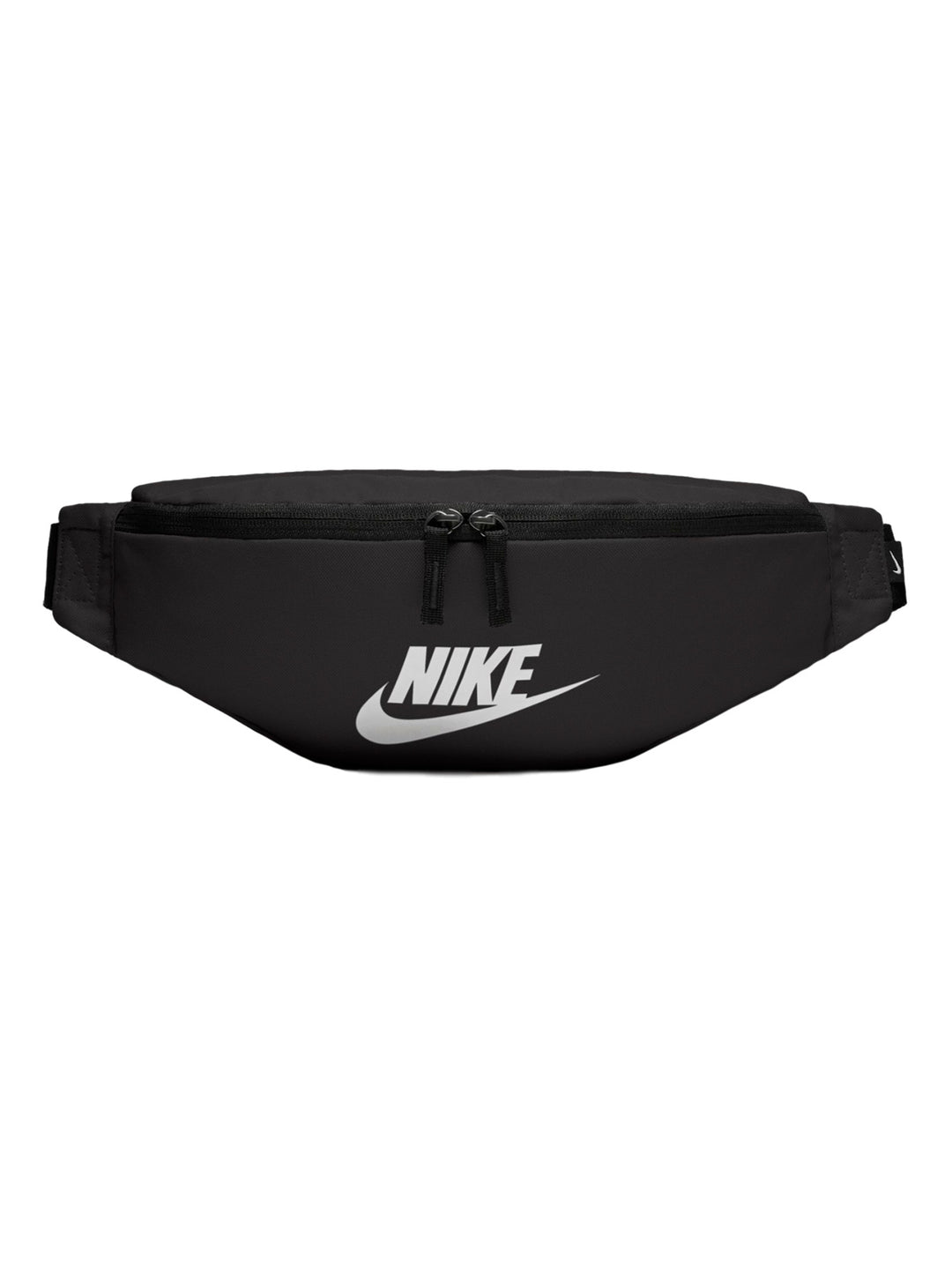 Cangurera Nike Heritage Hip Pack en color negro con logotipo blanco frontal y cierre superior.