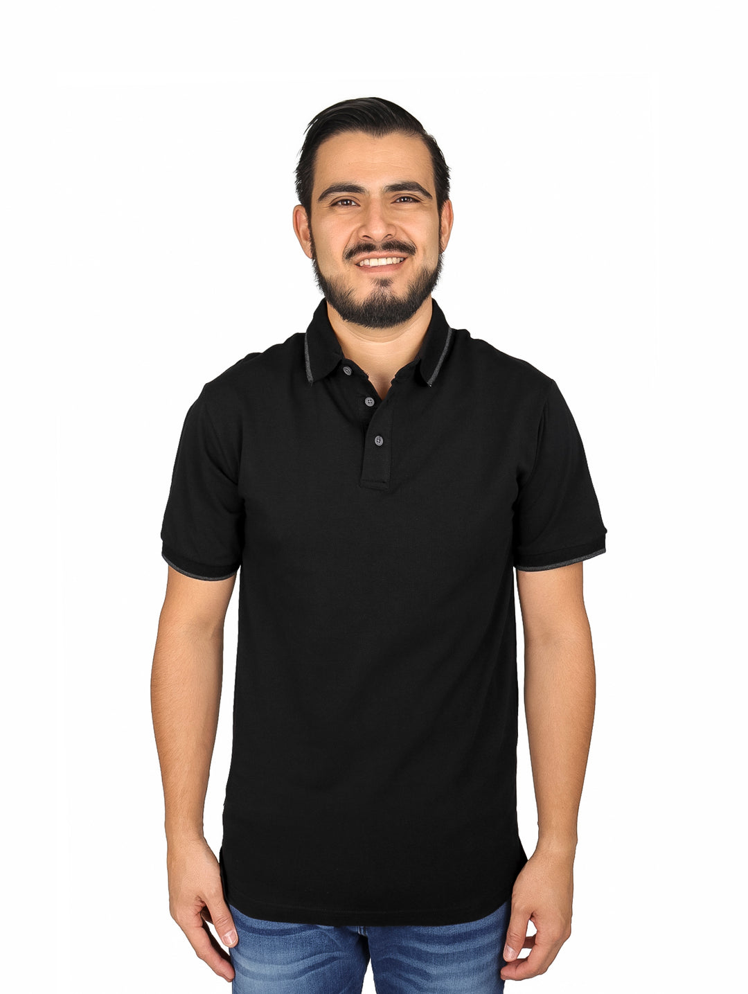 Playera Polo Vertical Eagle Negra Casual