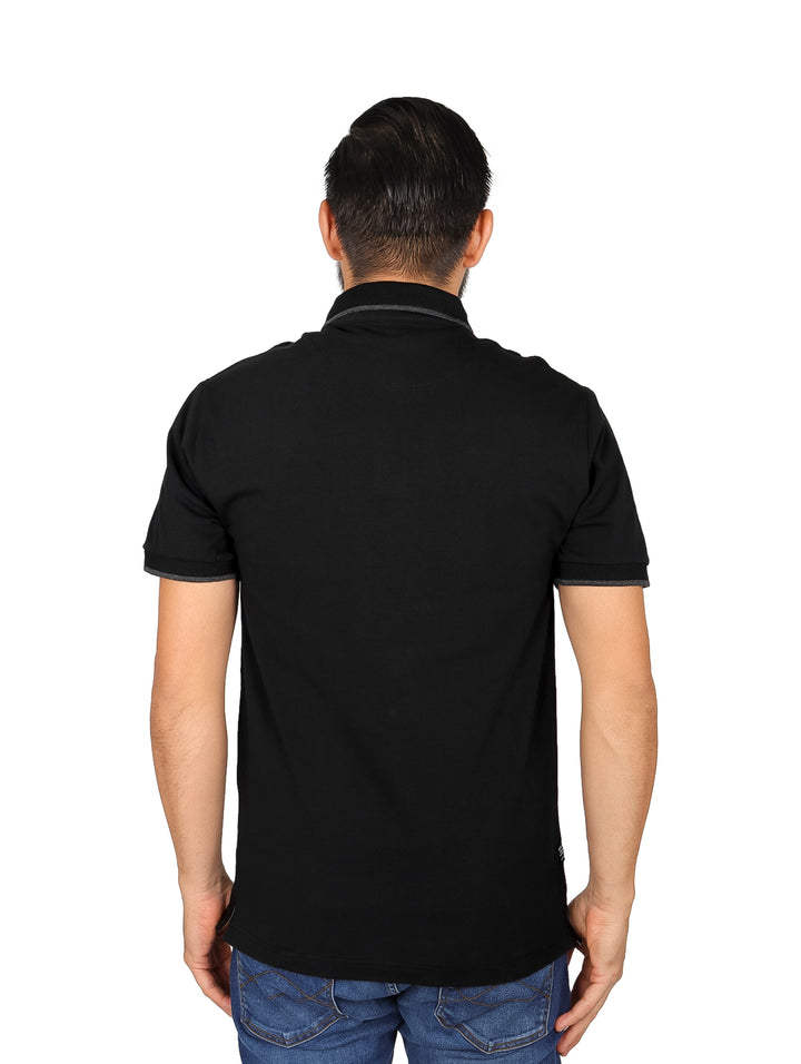 Playera Polo Vertical Eagle Negra Casual