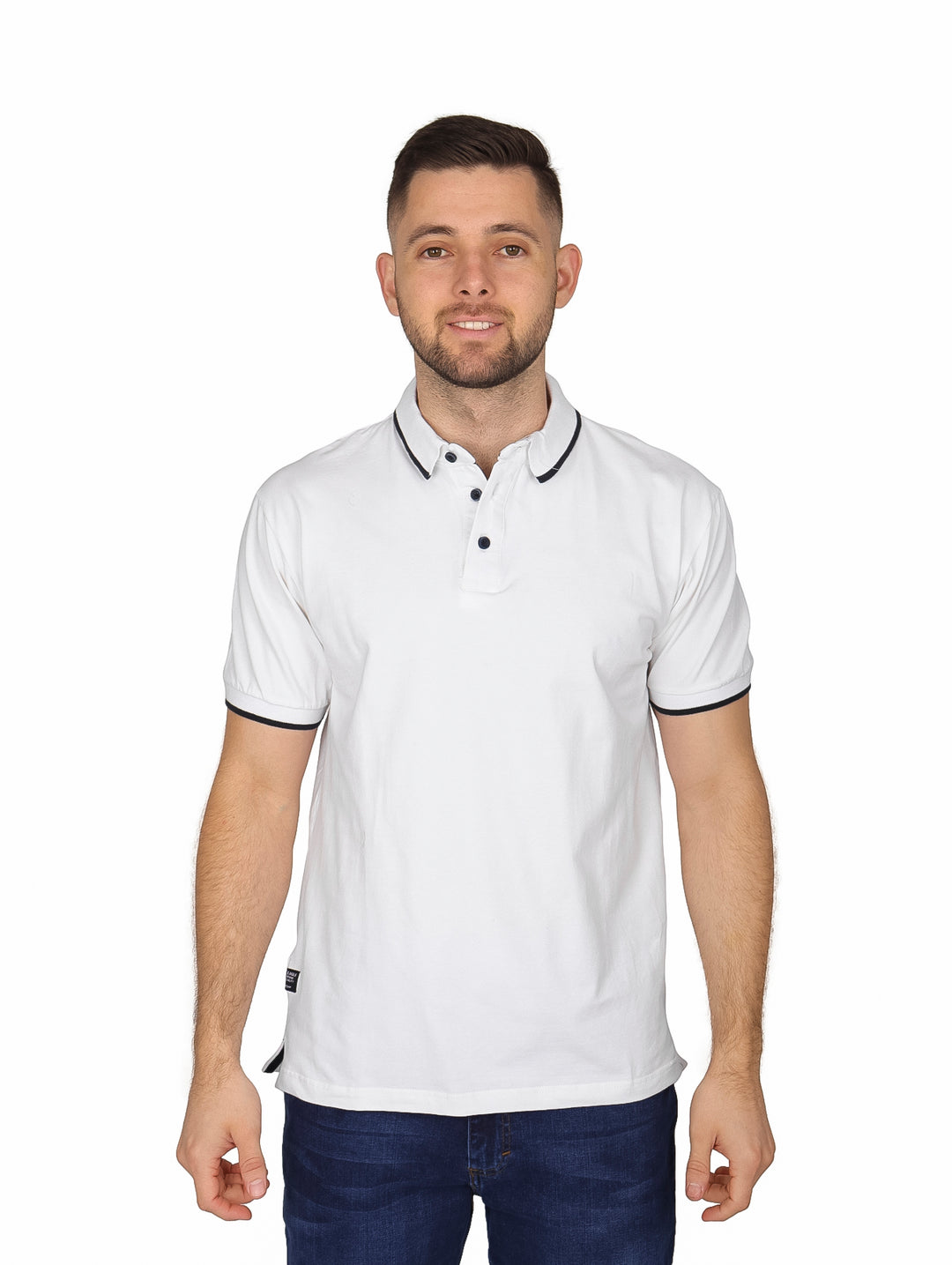Playera Polo Vertical Eagle Blanca Casual