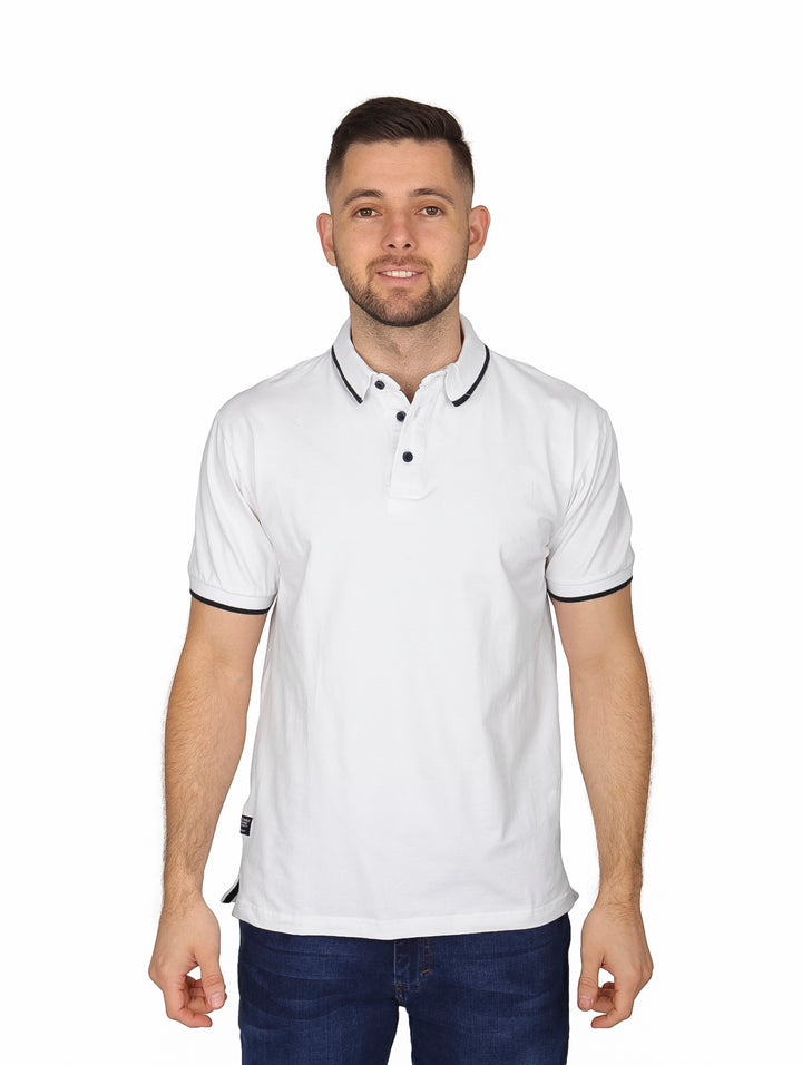 Playera Polo Vertical Eagle Blanca Casual