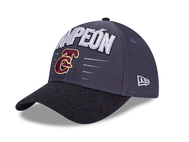 Gorra de béisbol New Era color gris con texto bordado CAMPEÓN en blanco.