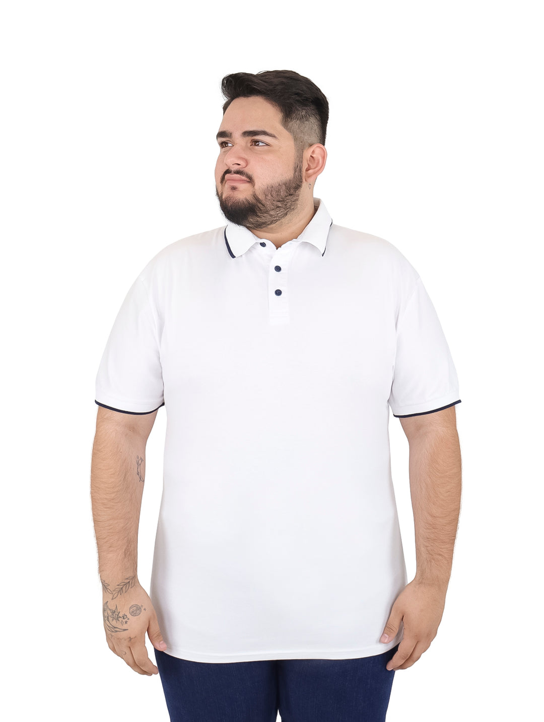 Playera Polo Vertical Eagle Blanca para Hombre