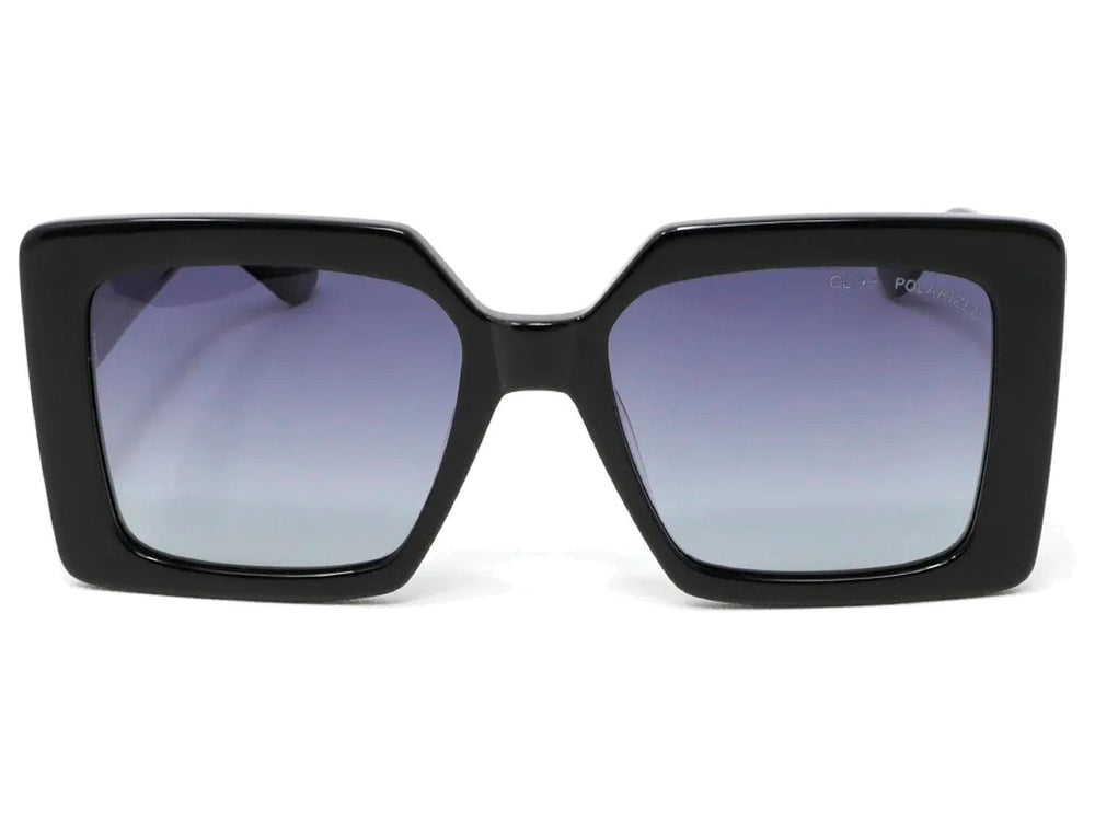 Lentes de sol Cloe para mujer en color negro con marco cuadrado y cristales degradados.