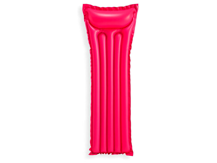 Colchón inflable para alberca de color rosa brillante.