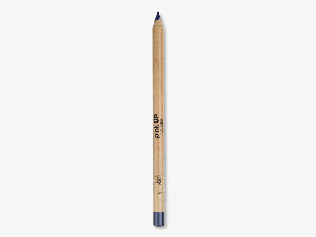Lápiz delineador de ojos Pink Up color azul con cuerpo de madera natural.
