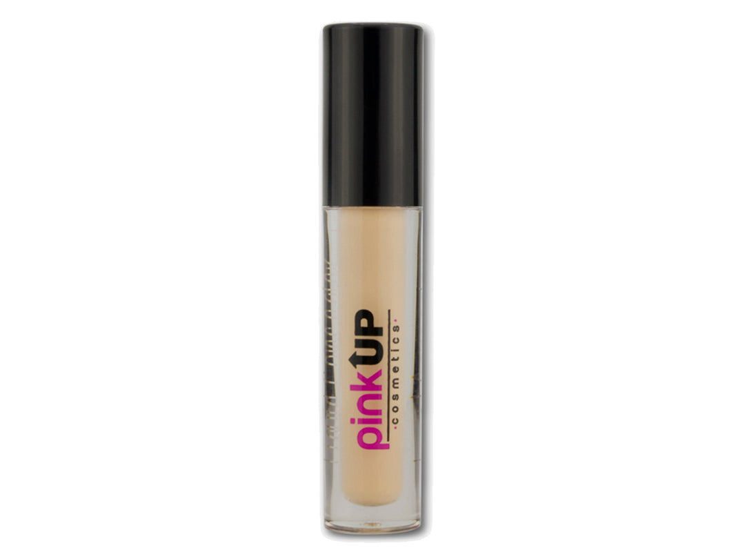 Corrector de maquillaje PINK UP tono pale en envase cilíndrico transparente con tapa negra.