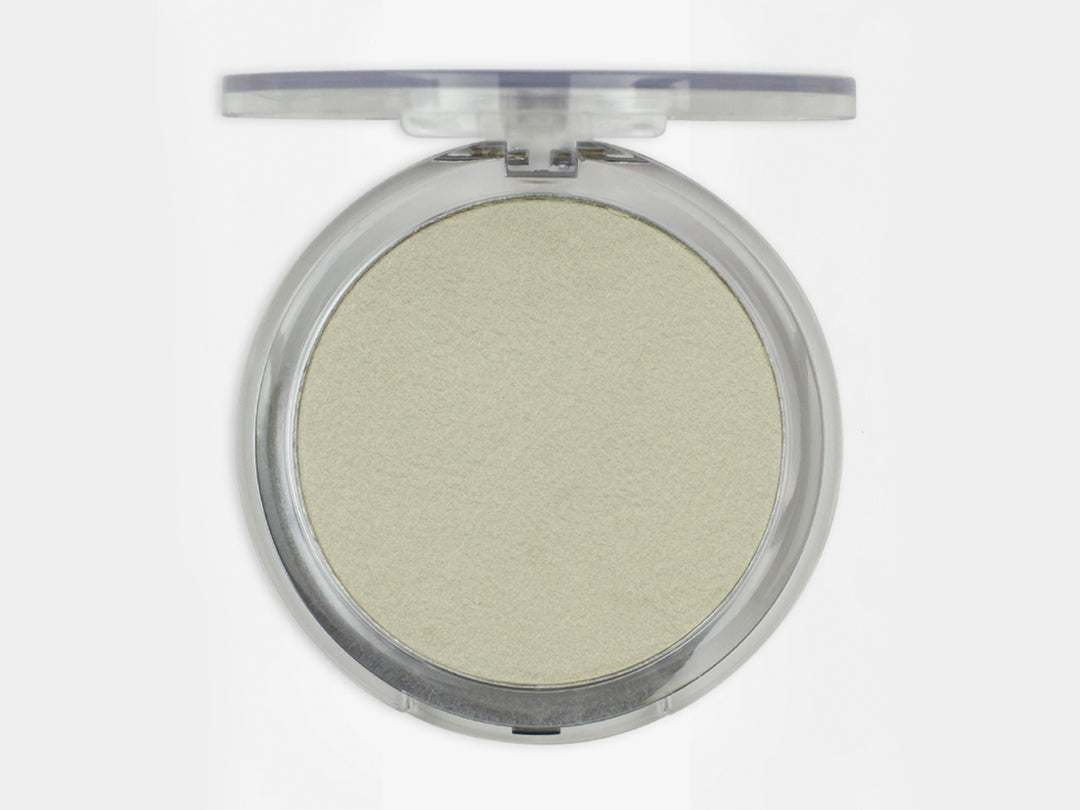 Iluminador facial PINK UP SUN color STAR en estuche circular transparente.