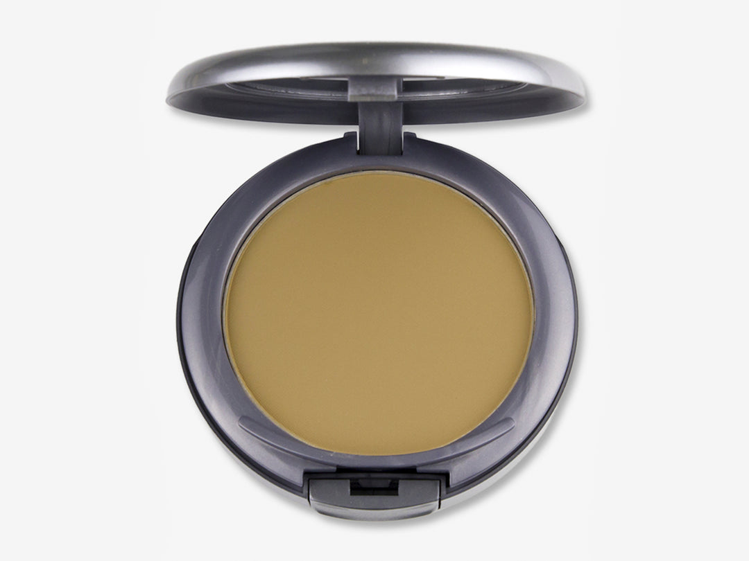Compacto circular de maquillaje Pink Up Mineral Cover en color sand con estuche gris oscuro.