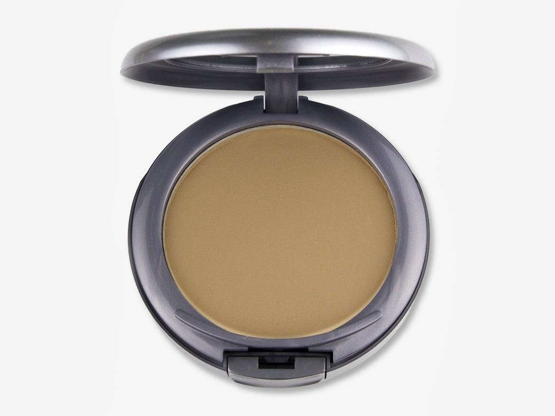 Compacto circular de maquillaje Pink Up Mineral Cover en color Sunny con estuche gris oscuro.