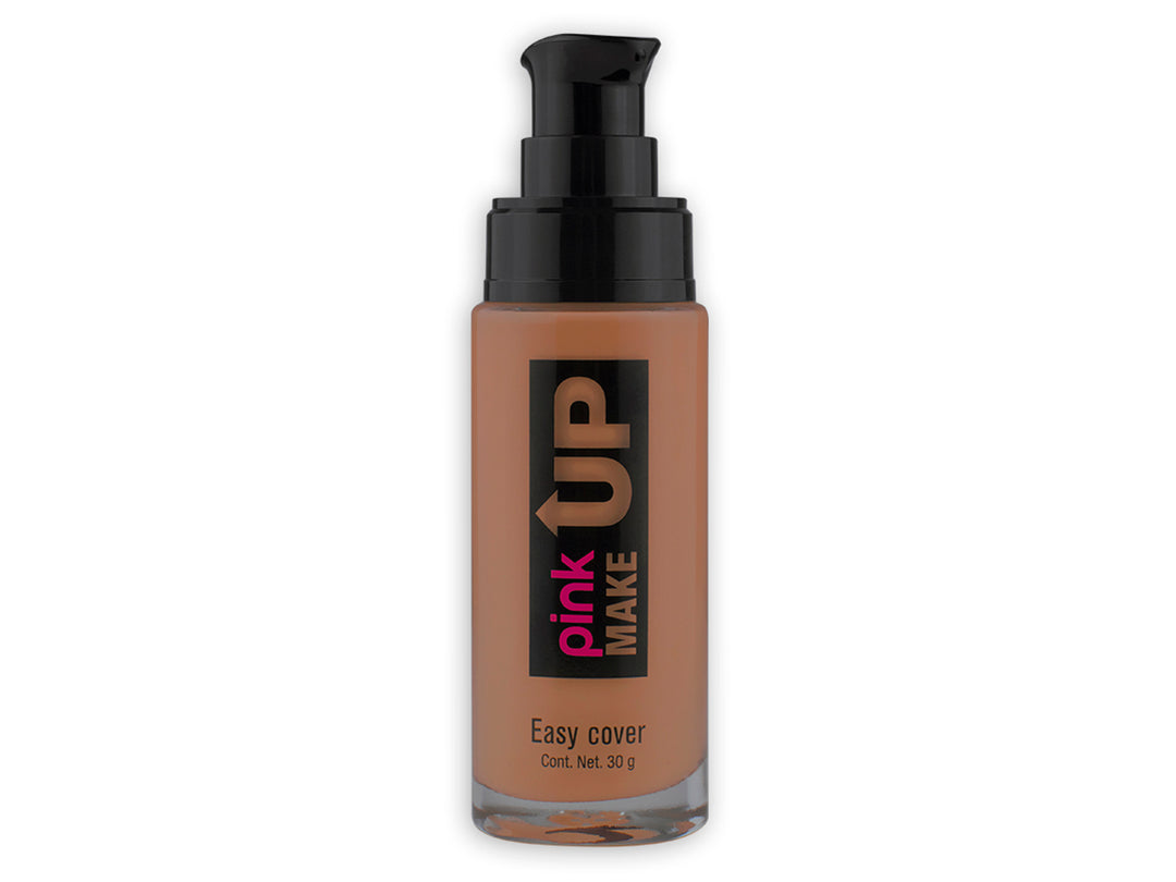 Base de maquillaje Pink Up Easy Cover color Cinnamon en envase cilíndrico con dispensador negro.