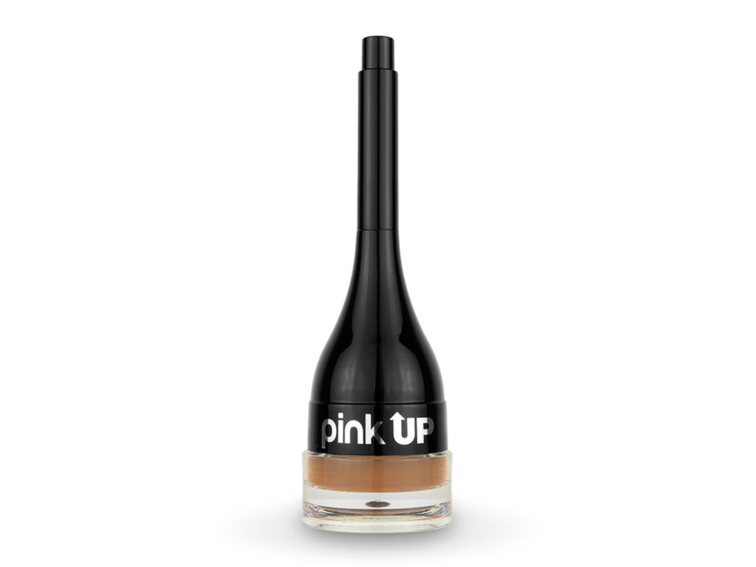 Gel para cejas Pink Up color Blondie en envase cilíndrico con tapa negra brillante.