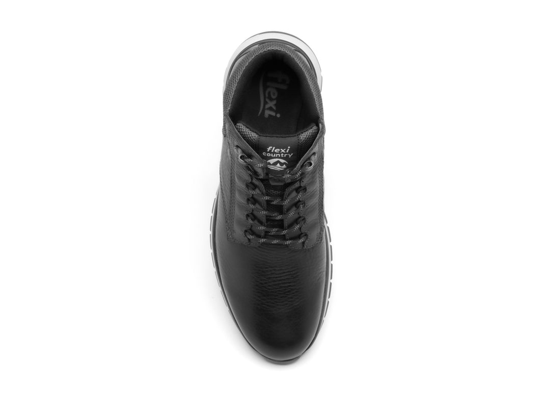 Bota Flexi Randall Country para hombre en color negro con suela gris y acabado en cuero.