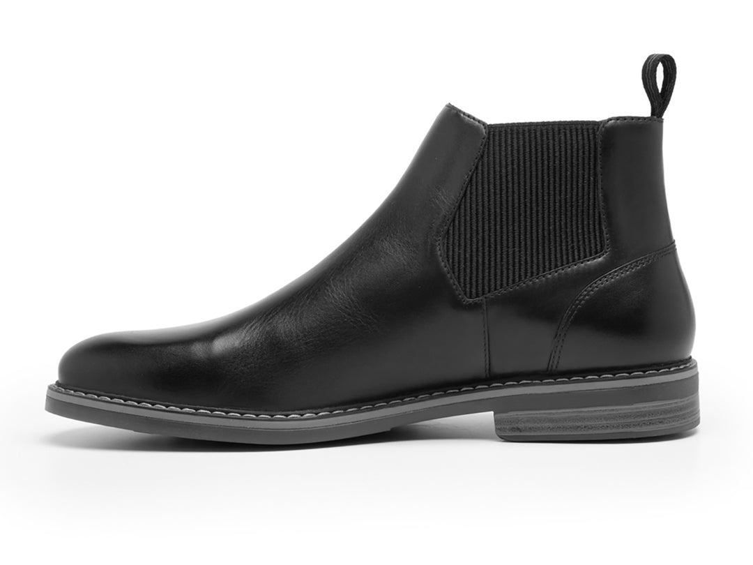 Botas negras Flexi Dinamo para hombre de cuero con panel elástico lateral.