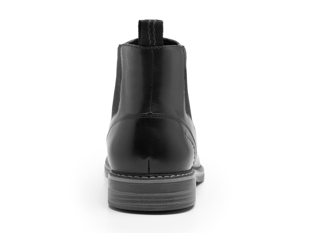 Botas negras Flexi Dinamo para hombre de cuero con panel elástico lateral.